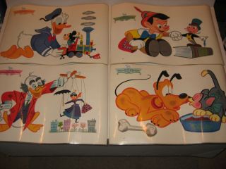 Vintage 1960s Walt Disney Productions Rca Vinyl Placemats Set Of 4
