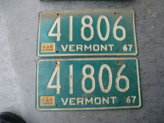 1967 67 1968 68 Vermont Vt License Plate Tag Pair Set 41806 Natural Sticker