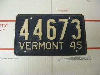 1945 45 Vermont Vt License Plate 44673