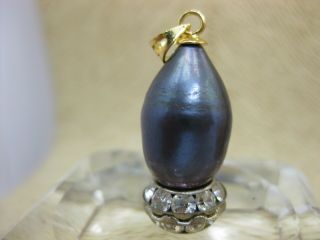 Gorgeous Aaa,  19 11.  5mm Natural South Sea Black Baroque Pearl Pendant 14k Gold