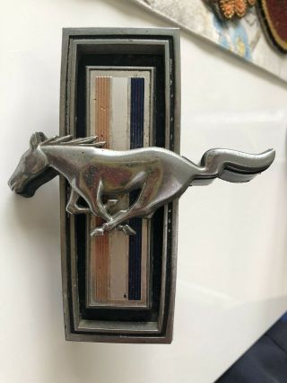 Vintage Ford Mustang Chrome Hood Ornament Metal Center Grill Emblem