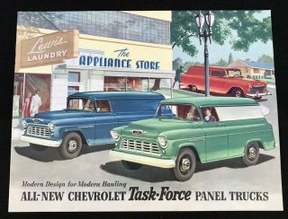 Vtg 1955 Chevrolet Chevy Task Force Panel Trucks Dealer Sales Brochure