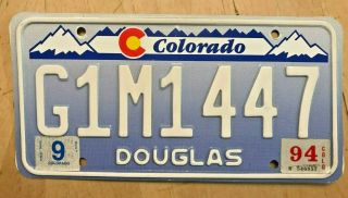 1994 Colorado Denim Auto License Plate " G1m 1447 " Co 94 Douglas County