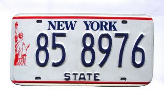 York Statue Of Liberty State Vehicle License Plate 85 - 8976