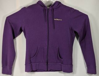 Vtg Walt Disney World Womens L Hooded Sweatshirt Purple W/gold Castle