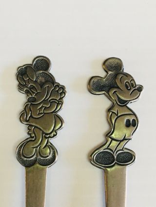 Vtg Mickey/minnie Mouse Youth Spoon/fork Stainless By Bonny Made In Japan