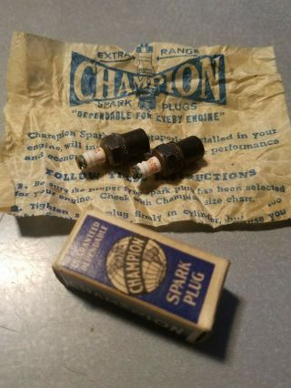 Vintage Champion V - 2 Spark Plug Model Gas Engine Plug Old Stock