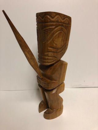 Vintage Wooden Carved Tiki Statue 14 1/4 "