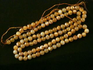 39 Inches Exquisite Chinese Old Jade Round Beads Necklace N136