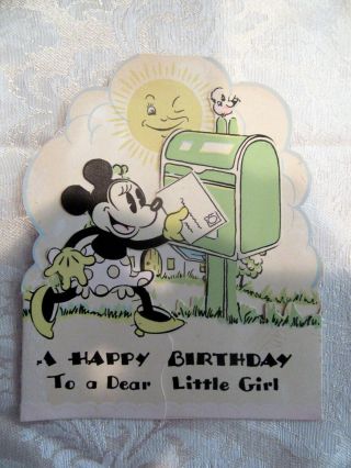 Very Rare 1930s 1934 Minnie Mouse Mickey Walt Disney Hallmark Birthday Card
