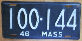 Massachusetts 1946 Single Plate Year License Plate Quality 100 - 144