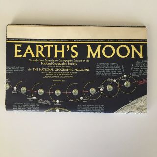 Vtg National Geographic Map Of The Earths Moon 1969 Lunar Astronomy 42x27