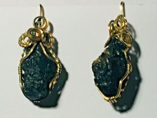 Guang Dong,  China Tektites,  Earrings,  Wire Wrapped