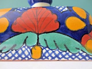 Awesome Hand - Painted Signed Lead Covered Butter Dish by GARAY,  MEXICO 8
