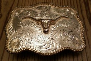 Vtg Montana Silversmiths Longhorn Steer Belt Buckle Collectible Rare Htf 