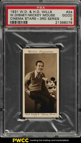1931 Wills Cinema Stars 3rd Series Walt Disney Mickey Mouse 24 Psa 2 Gd (pwcc)