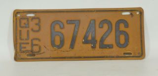 1936 Quebec License Plate 67426 - - As Found