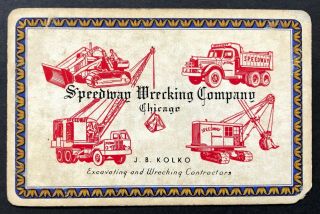 Vintage Swap / Playing Card - Advertising - Speedway Wrecking Company