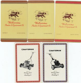 Ads.  - Equipment - 5 Single Vintage Swap Playing Cards