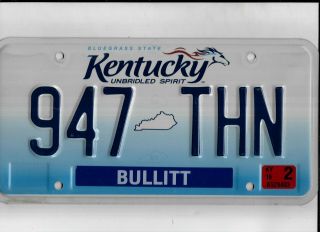 Kentucky Passenger 2016 License Plate " 947 Thn " Natural Bullitt