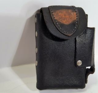 Handmade Harley Davidson Black Leather Cigarette & Lighter Case For Belt