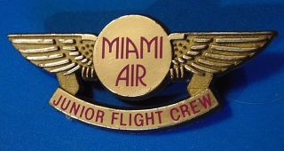 Vintage Miami Air Airlines Junior Flight Crew Pilot Wings Badge Pin