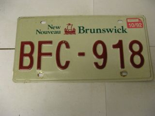 1992 92 Brunswick Nb Canada License Plate Bfc 918 Natural Sticker