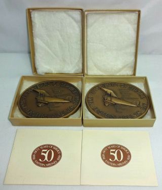 2 1928 - 1978 Eastern Airlines 50 Years Of Service Commemorative Bronze Medallions