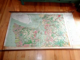 Vintage 1936 Washington State Dept.  Of Agriculture Forest Services Wall Map
