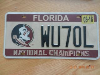 Florida Florida State University National Champions License Plate Wu70l