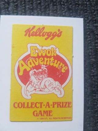 Vintage Star Wars cereal 1984 Kelloggs LFL Ewok Adventure Collectors card RARE 2