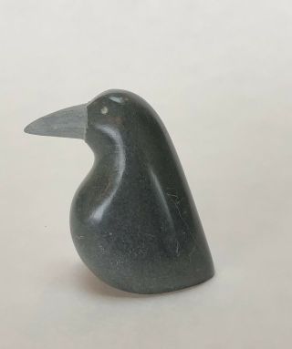 Vintage Canada Inuit Bird Soap Stone Carved 2 " Not Signed Raven?