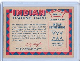 1959 Fleer Indian Trading Card 14 CHIEF WASHAKIE 2