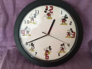 Disney Retro Style Mickey Mouse 11.  5 " Plastic Wall Clock - Ec