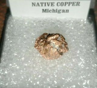 Native Michigan Copper Thumbnail Specimen & Labeled (goft)