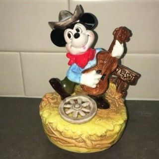 Vintage Walt Disney Schmid Cowboy Mickey Mouse Music Box Disney