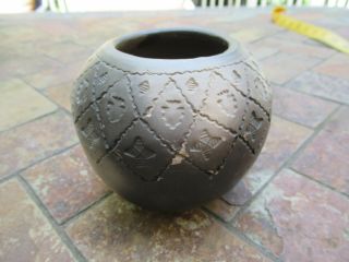 Vintage Native American Pottery Vase / Seed Jar; Souix,  Signed