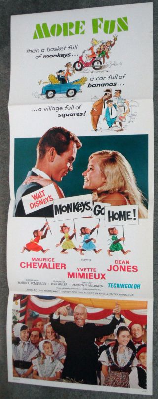 Monkeys Go Home 1967 14x36 Movie Poster Yvette Mimieux/dean Jones