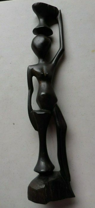 Vintage 17.  5 " African Tribal Hand Carved Ebony Wood Abstract Figurine