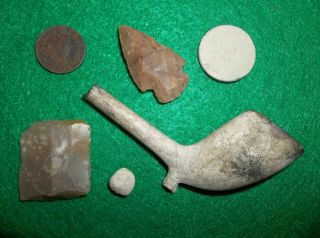 Arrowhead Trade Pipe Colonial Revolutionary War Relics Coin Authentic Artifacts