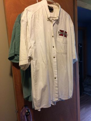 3 Excelsior Henderson X Patch/ Road Crew Button Down Shirt Size Xl White/blue/gn