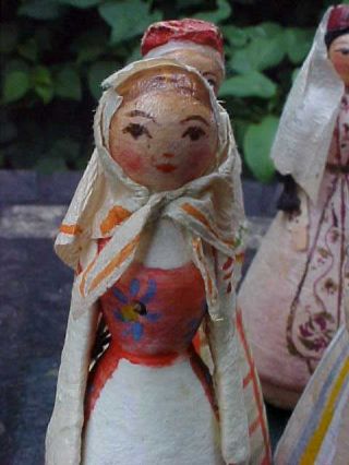 Rare Set of 16 Russian USSR Paper Mache Dolls Years Tree Toys Russia 1940 ' s 5