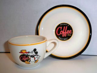 Walt Disney World Parks Mickey Mouse Really Swell Coffee Espresso Cup & Saucer