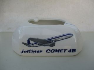 Vintage 1960 ' s OLYMPIC AIRWAYS Comet 4B Jetliner Ceramic Ashtray 3