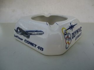 Vintage 1960 ' s OLYMPIC AIRWAYS Comet 4B Jetliner Ceramic Ashtray 4
