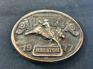 Vintage National Finals Rodeo Hesston 1977 Nfr Cowboy Belt Buckle - Early On