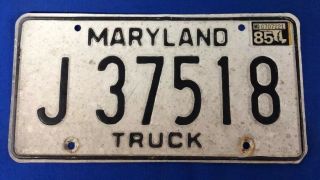 1985 Maryland Truck License Plate J 37518