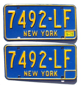 Vintage 1973 York License Plate Pair 7492 - Lf