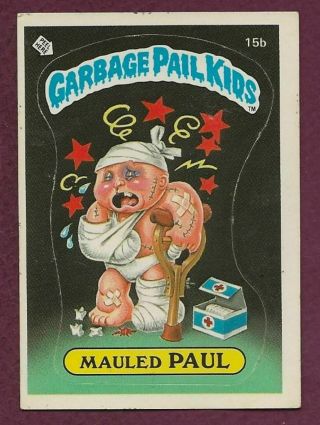 1985 Gpk Garbage Pail Kids Os Series 1 15b Mauled Paul Matte Back