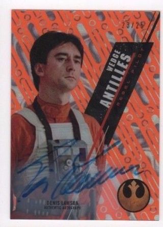 2016 Star Wars High Tek Autograph Card Denis Lawson Orange Parallel 23/25